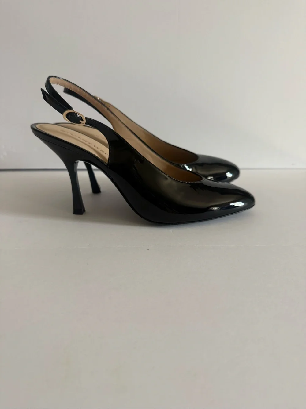 Stuart Weitzman Black Patent Slingback Pumps size 8.5